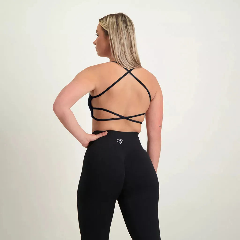 Backless Sports Bra Black - Athletic Bee