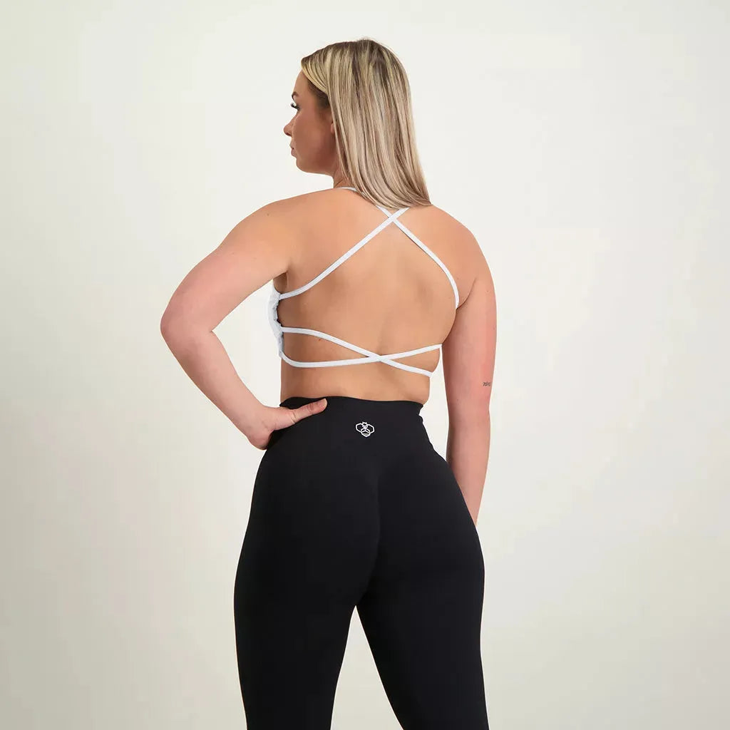 Backless Sports Bra White - Athletic Bee
